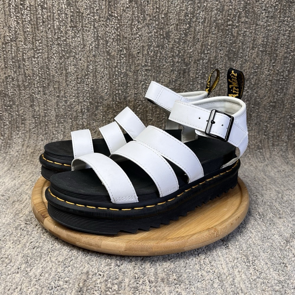 Dr. Martens White Leather Chunky Platform Sandals